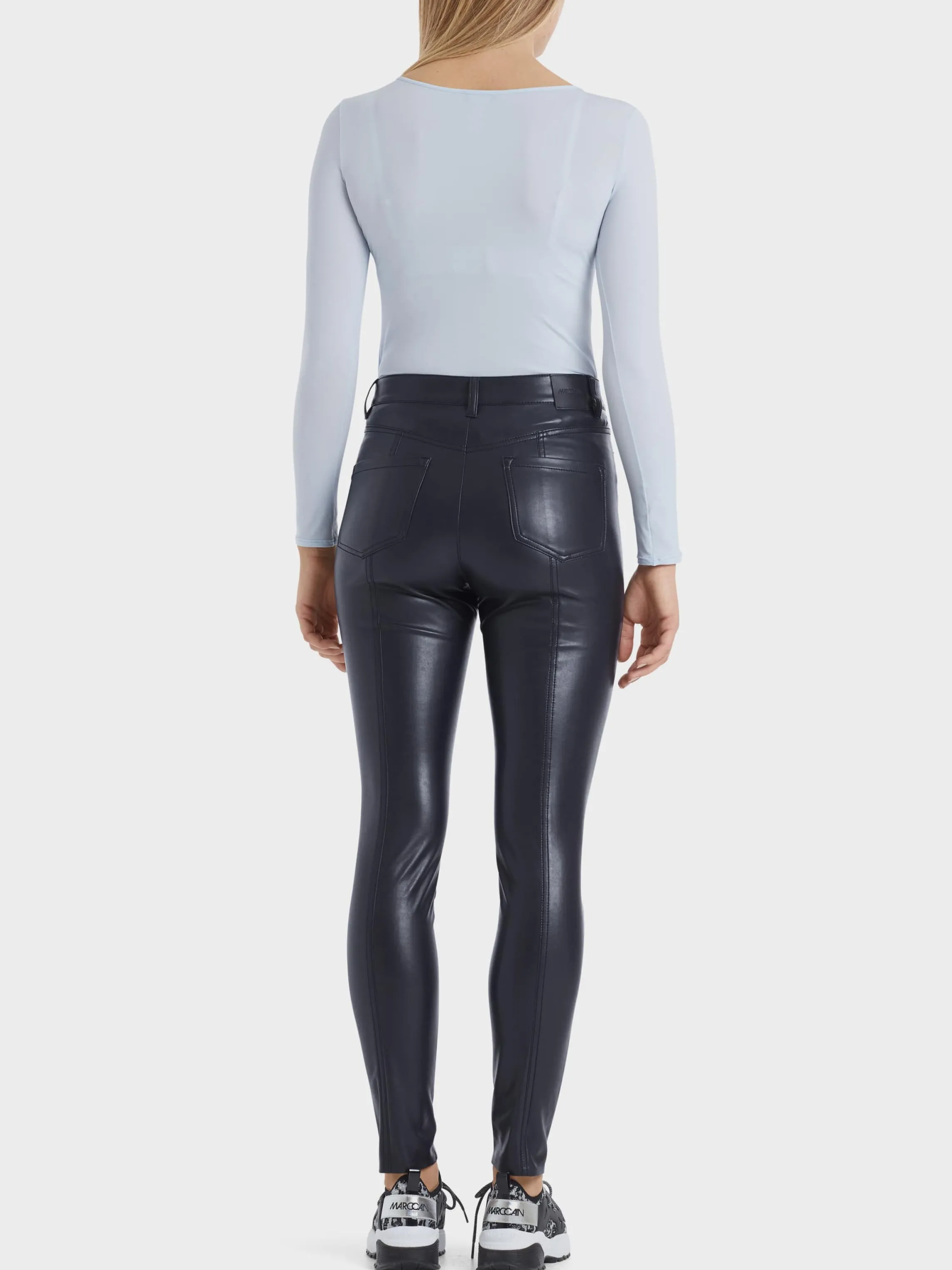 Sale DRAINPIPE TROUSERS IN IMITATION LEATHER Jeans