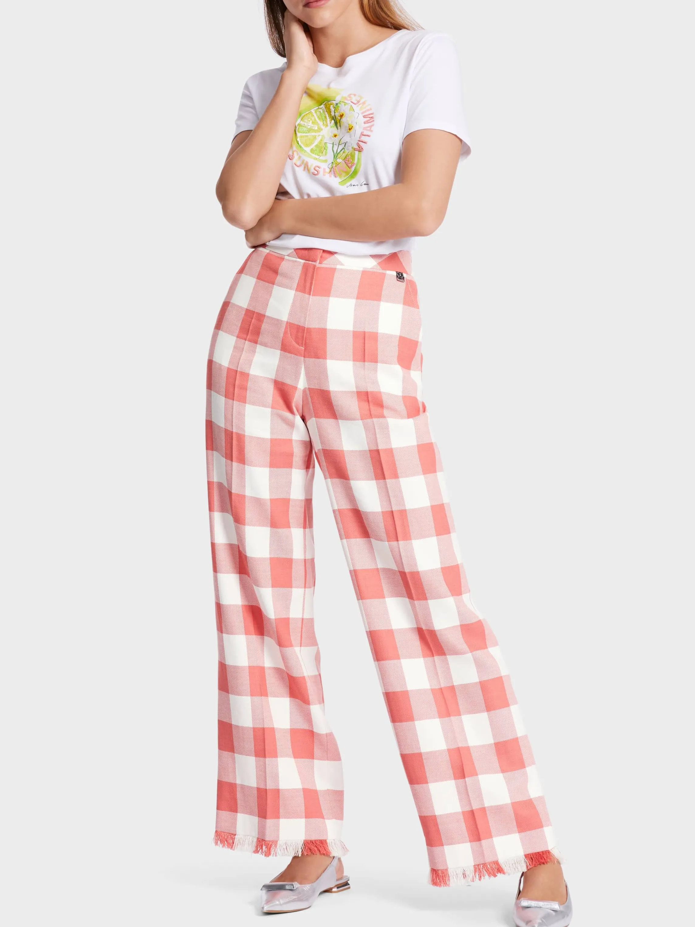 Shop MODEL WUKARI PLAID WITH FRINGED HEM Pants