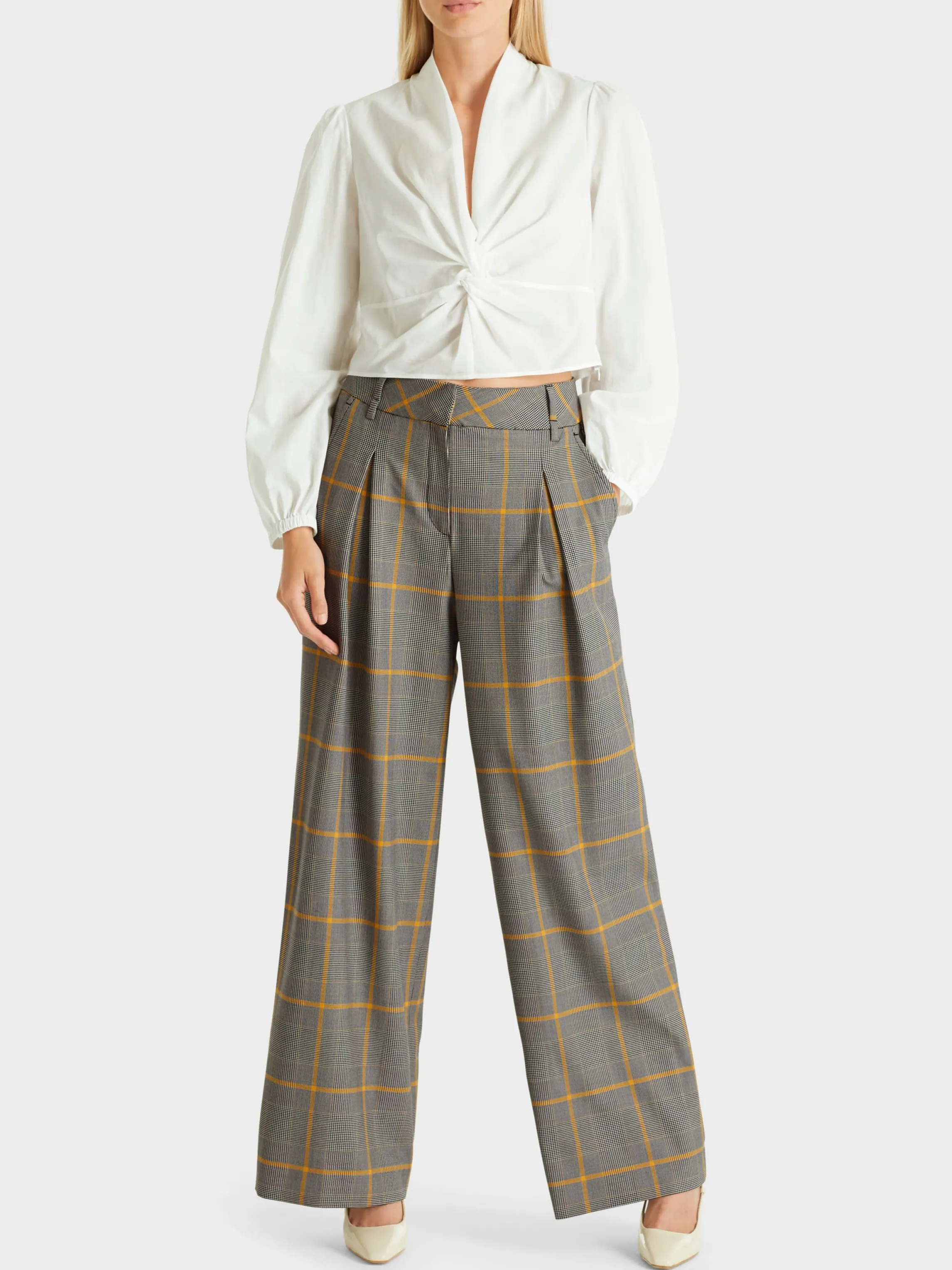 Best WIDE PLEATED PANTS WICHITA - PLAID Pants